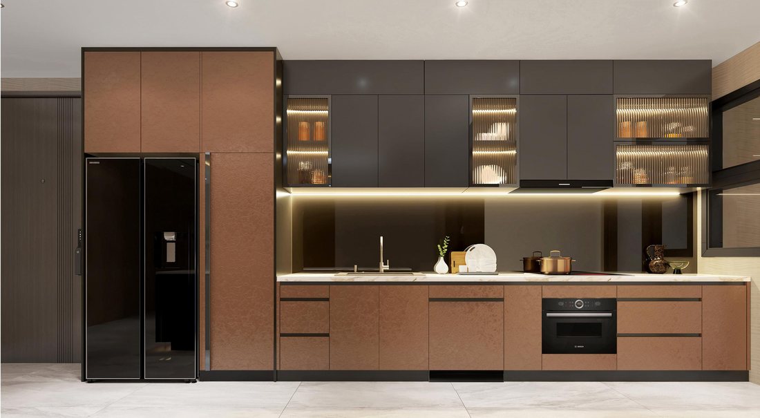 Bếp căn hộ mẫu Gladia Heights tủ bếp cao cấp