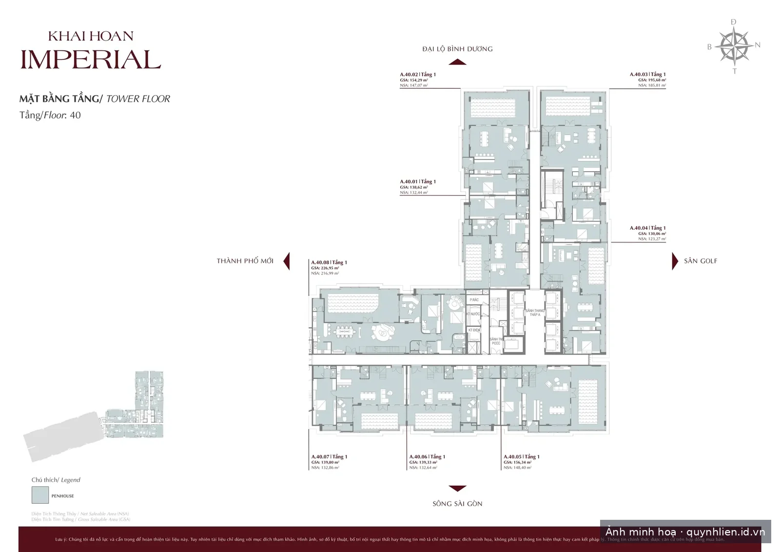 Mặt bằng căn Penthouse tầng 40–41 Khải Hoàn Imperial