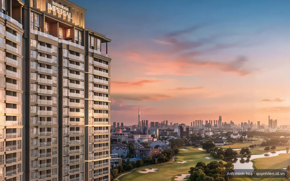 Phối cảnh Khải Hoàn Imperial nhìn về sân golf Sông Bé